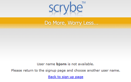 scrybe username taken
